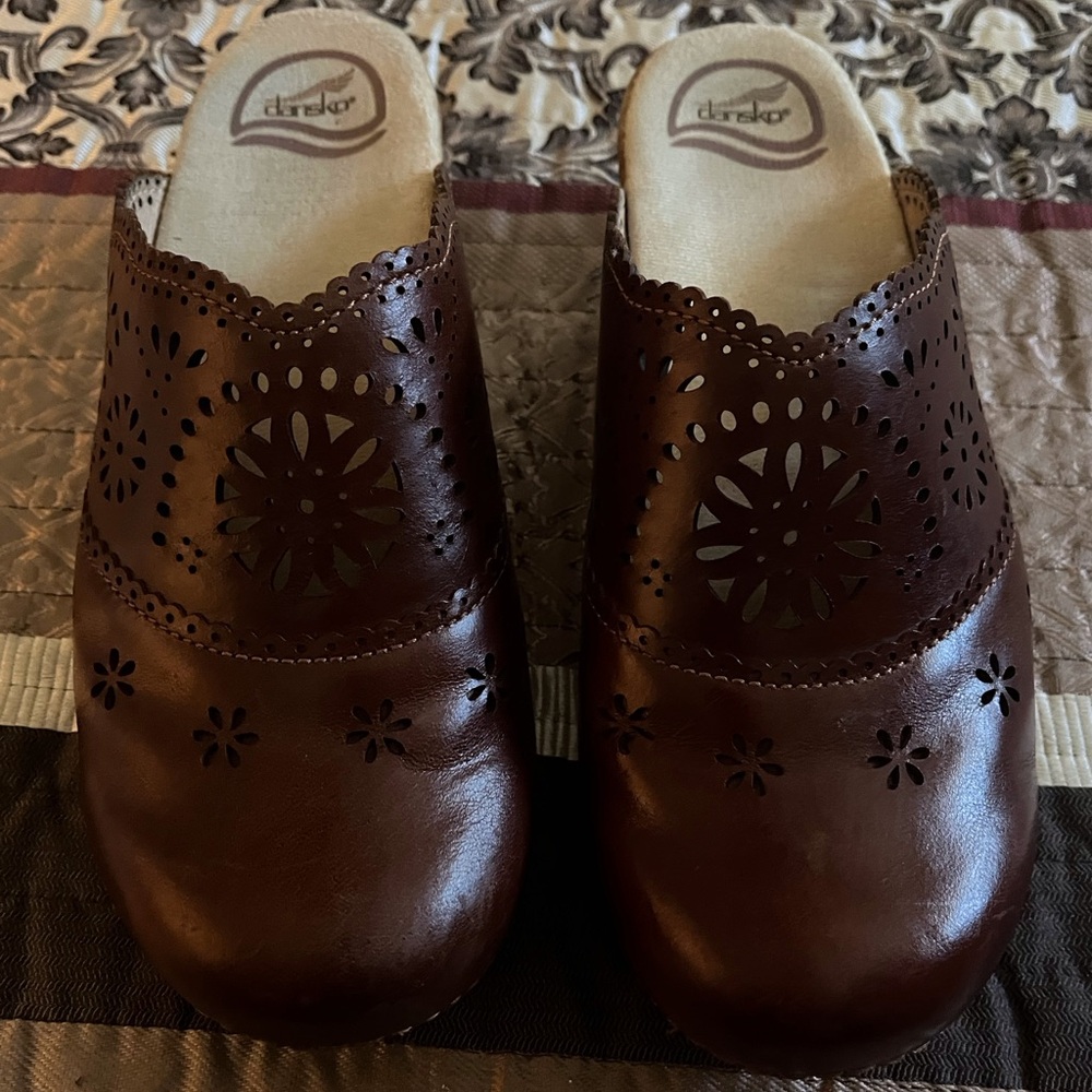 Dansko Brown Leather Mules Comfortable Clogs